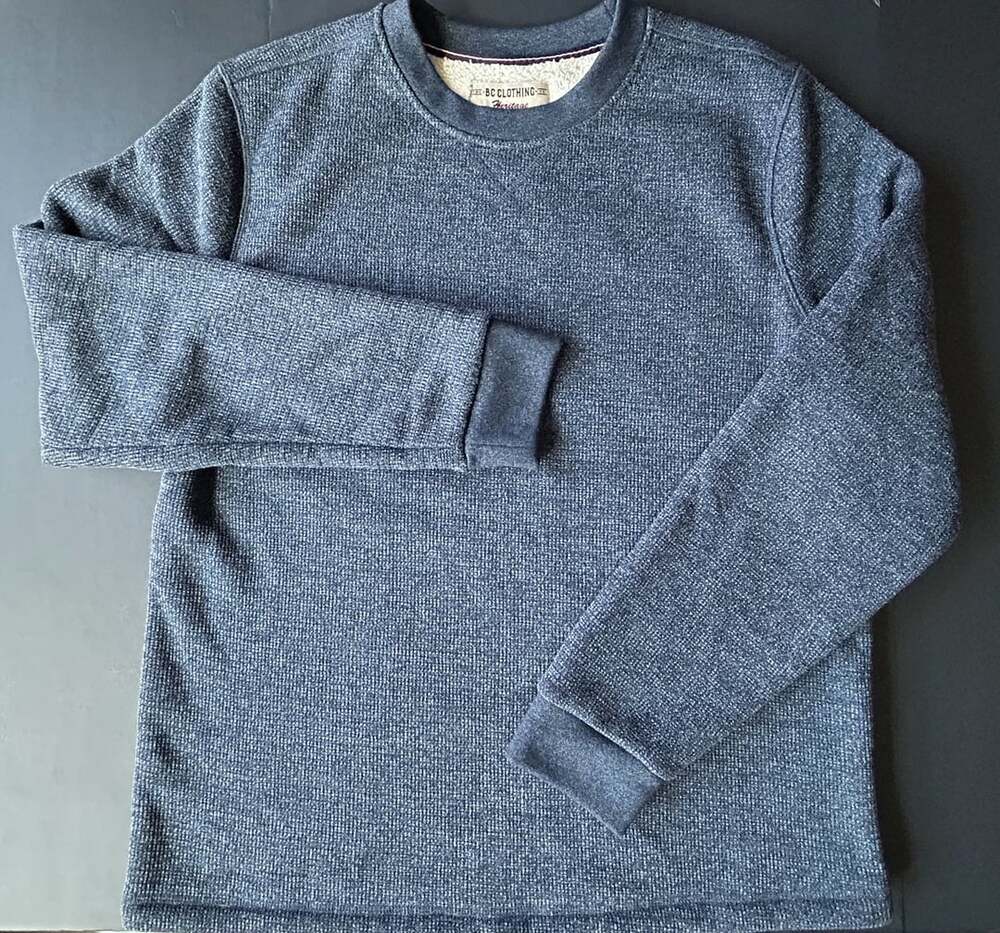 B.C. Clothing Heritage Thermal Lined Crewneck Size L Blue